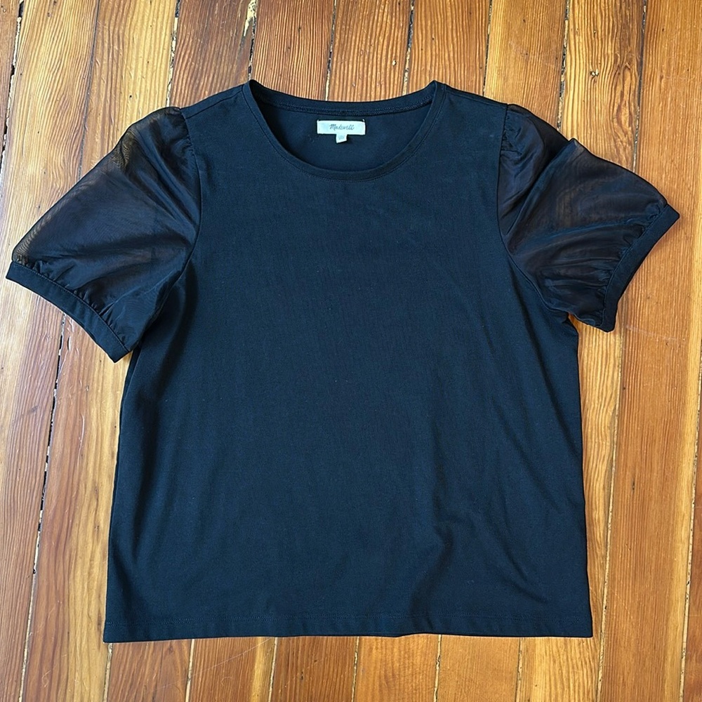 Madewell tee with sheer sleeves